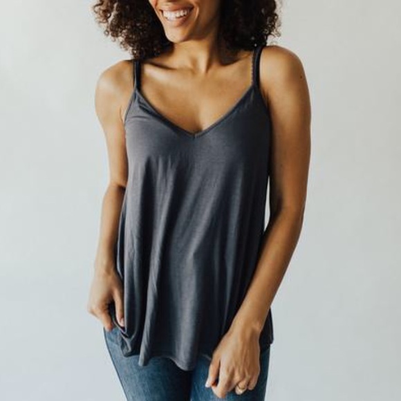 Carly Jean Los Angeles Tops - CJLA Favorite Spaghetti Strap Tank Charcoal Grey